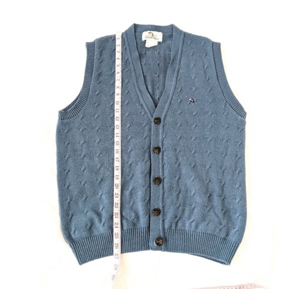 Vintage Oversized Cable Knit Button Up Sweater Vest Grandpa Preppy Academia Cool - Picture 10 of 13